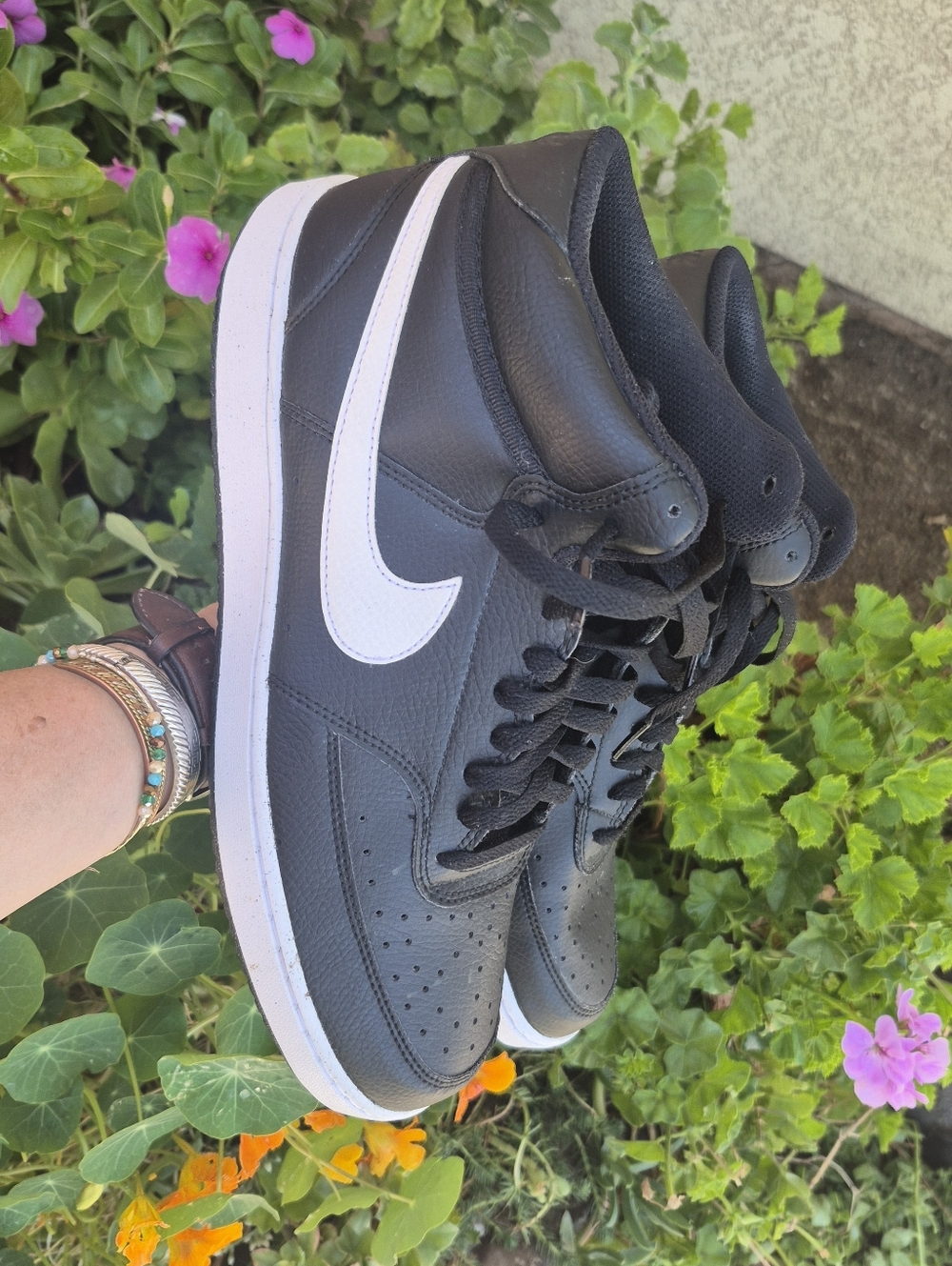 Nike Black High-Top Sneakers with White Swoosh and White Midsole